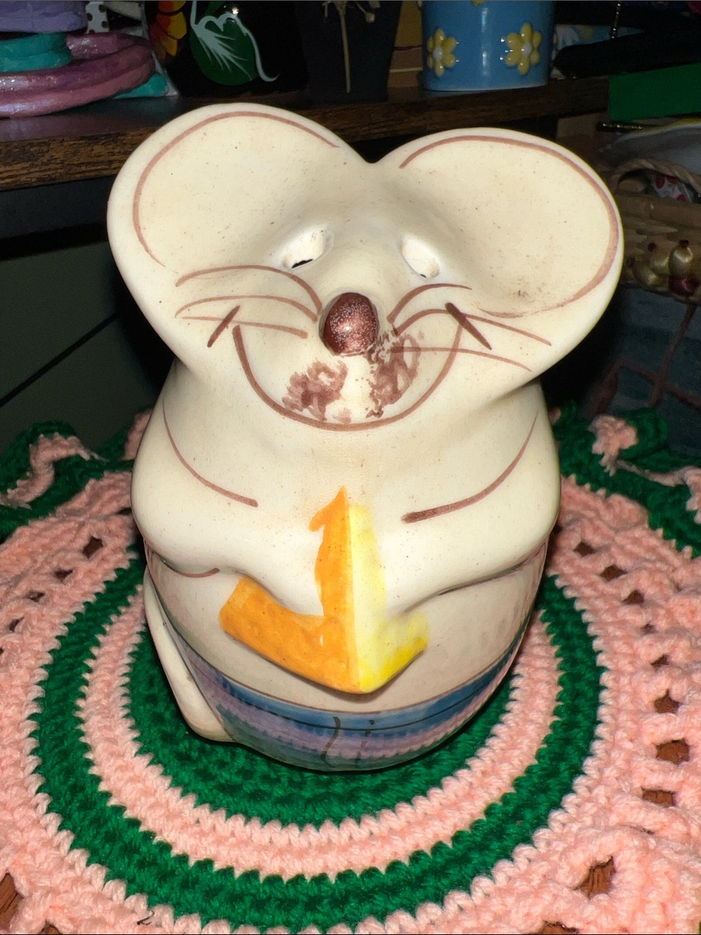 Hand-Painted Cream Ceramic Mouse parmesan cheese grater